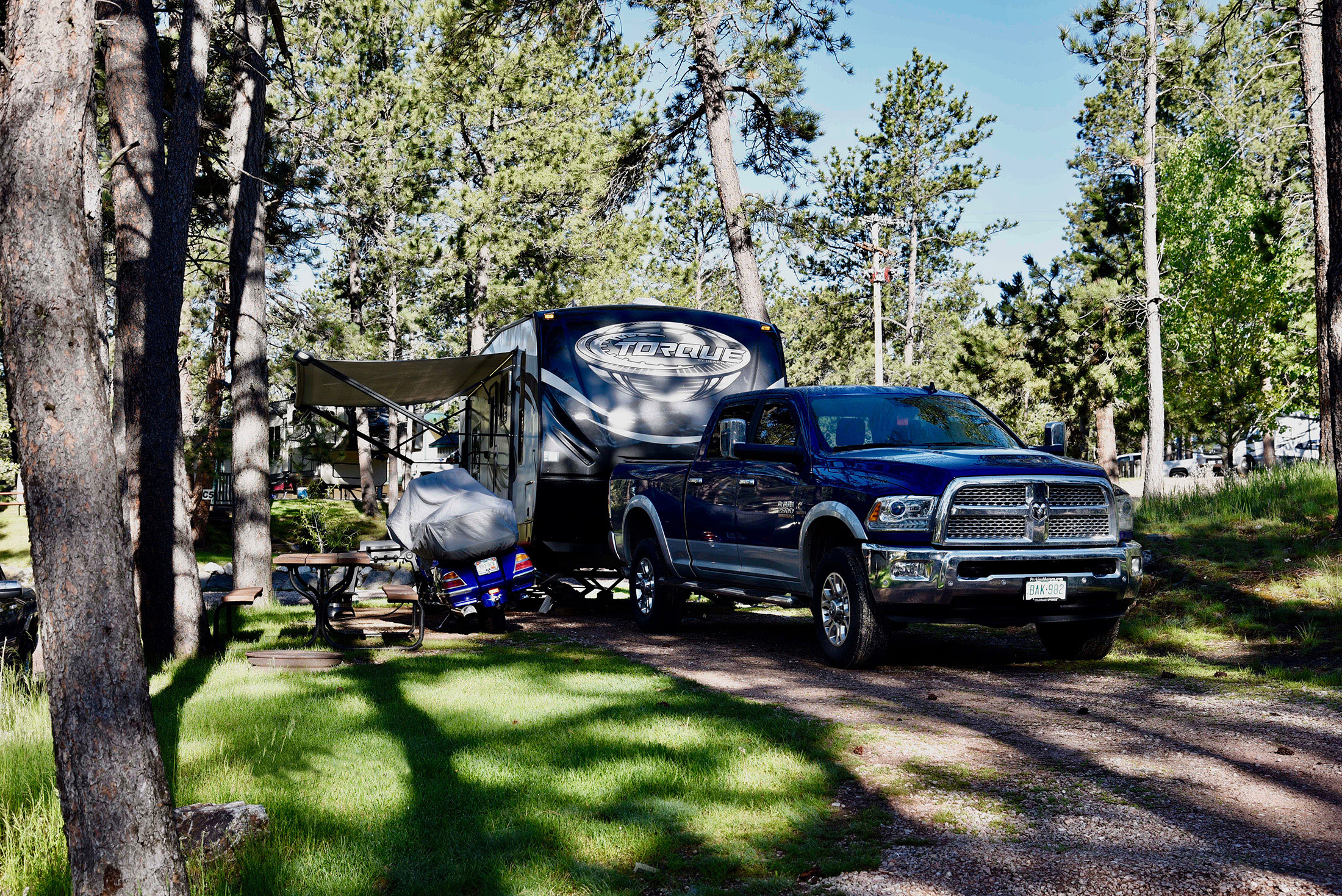 Truck pulling camper