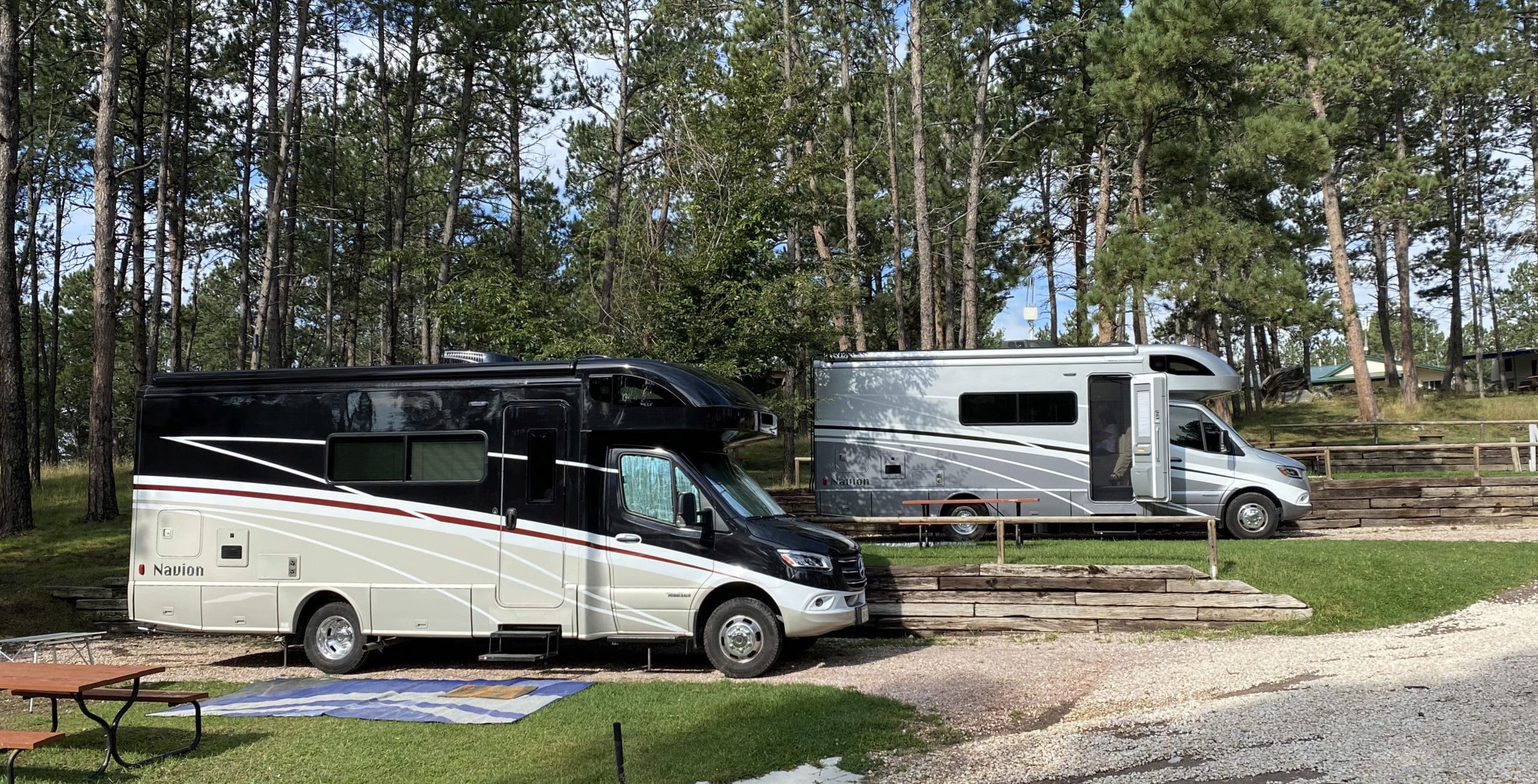 RVs parked at Beaver Lake Campground in Custer, South Dakota