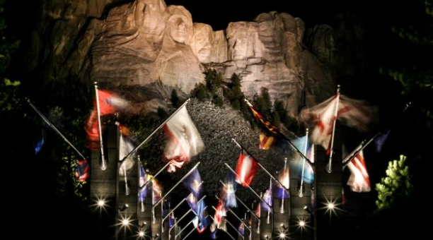 Evening Lighting Ceremony at Mount Rushmore